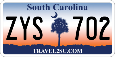 SC license plate ZYS702