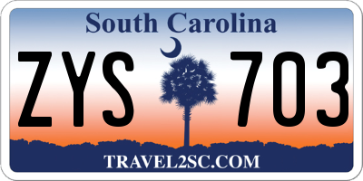 SC license plate ZYS703