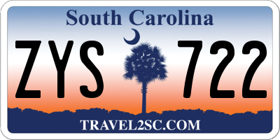 SC license plate ZYS722