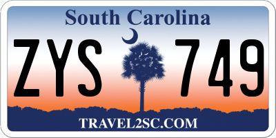 SC license plate ZYS749