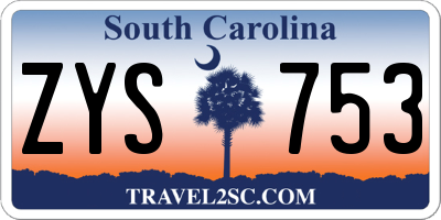 SC license plate ZYS753