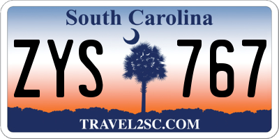 SC license plate ZYS767