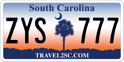 SC license plate ZYS777