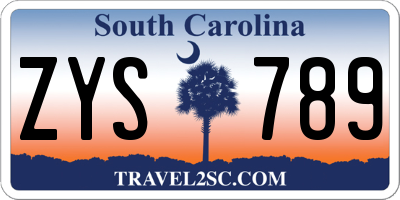 SC license plate ZYS789