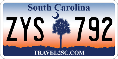 SC license plate ZYS792