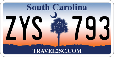 SC license plate ZYS793