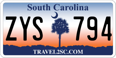 SC license plate ZYS794