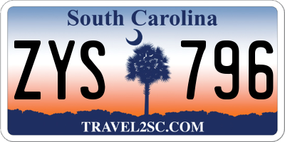 SC license plate ZYS796