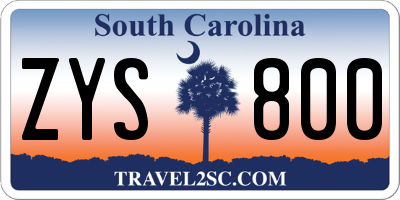 SC license plate ZYS800