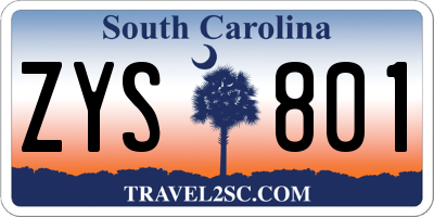 SC license plate ZYS801