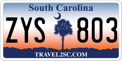 SC license plate ZYS803