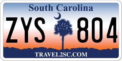 SC license plate ZYS804