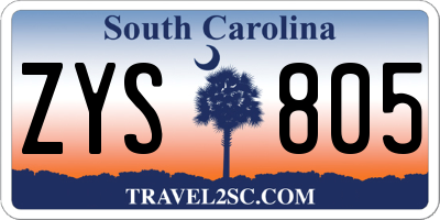 SC license plate ZYS805