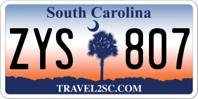 SC license plate ZYS807