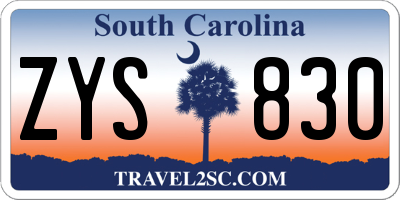 SC license plate ZYS830
