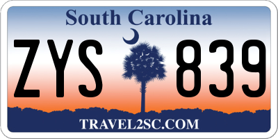 SC license plate ZYS839
