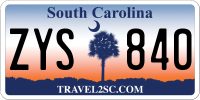 SC license plate ZYS840