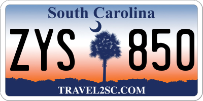 SC license plate ZYS850