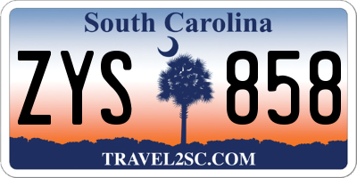 SC license plate ZYS858