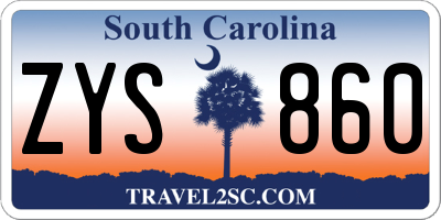 SC license plate ZYS860