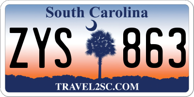 SC license plate ZYS863