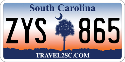 SC license plate ZYS865