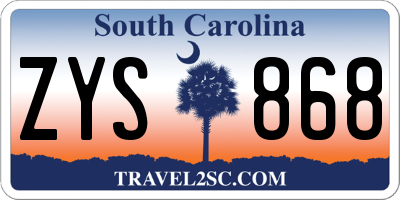 SC license plate ZYS868