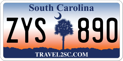 SC license plate ZYS890