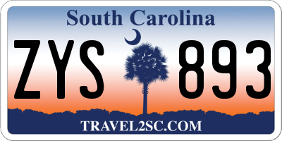 SC license plate ZYS893