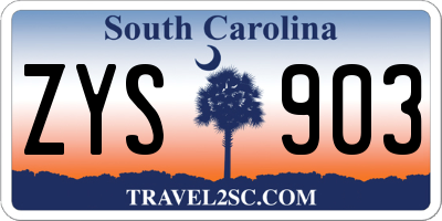 SC license plate ZYS903