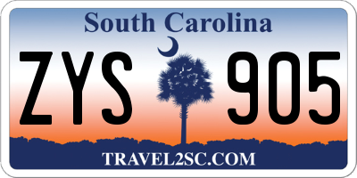 SC license plate ZYS905