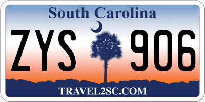 SC license plate ZYS906