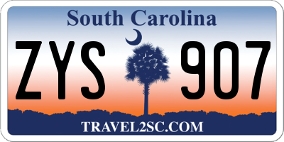 SC license plate ZYS907