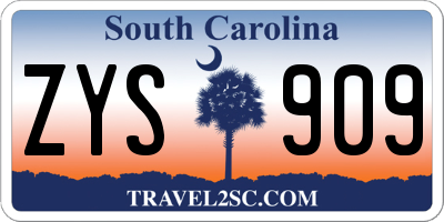 SC license plate ZYS909