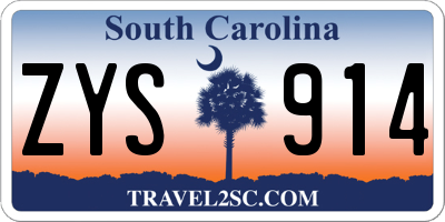 SC license plate ZYS914