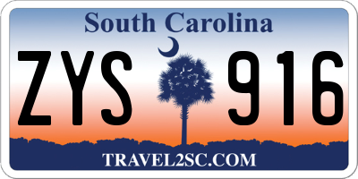 SC license plate ZYS916