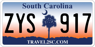 SC license plate ZYS917
