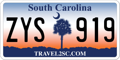 SC license plate ZYS919