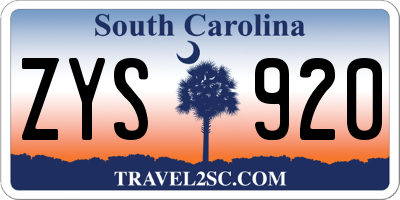 SC license plate ZYS920