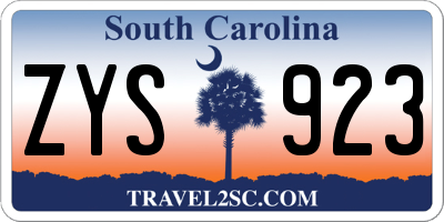 SC license plate ZYS923