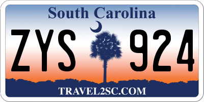 SC license plate ZYS924