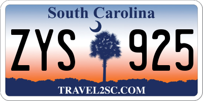 SC license plate ZYS925