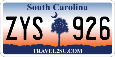 SC license plate ZYS926