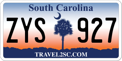 SC license plate ZYS927