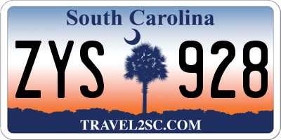 SC license plate ZYS928