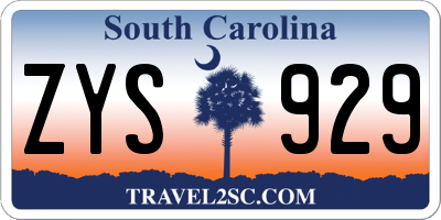 SC license plate ZYS929