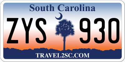 SC license plate ZYS930