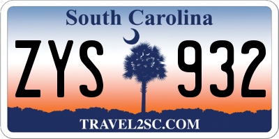 SC license plate ZYS932