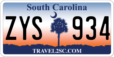 SC license plate ZYS934