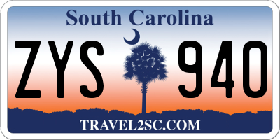 SC license plate ZYS940